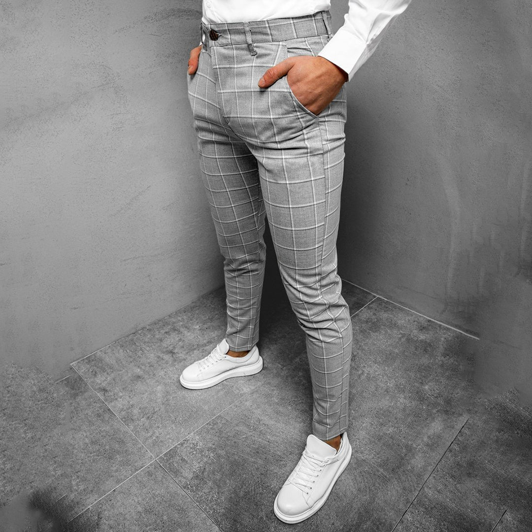 Pantalon Fuselé à Motif Quadrillé pour Hommes 5