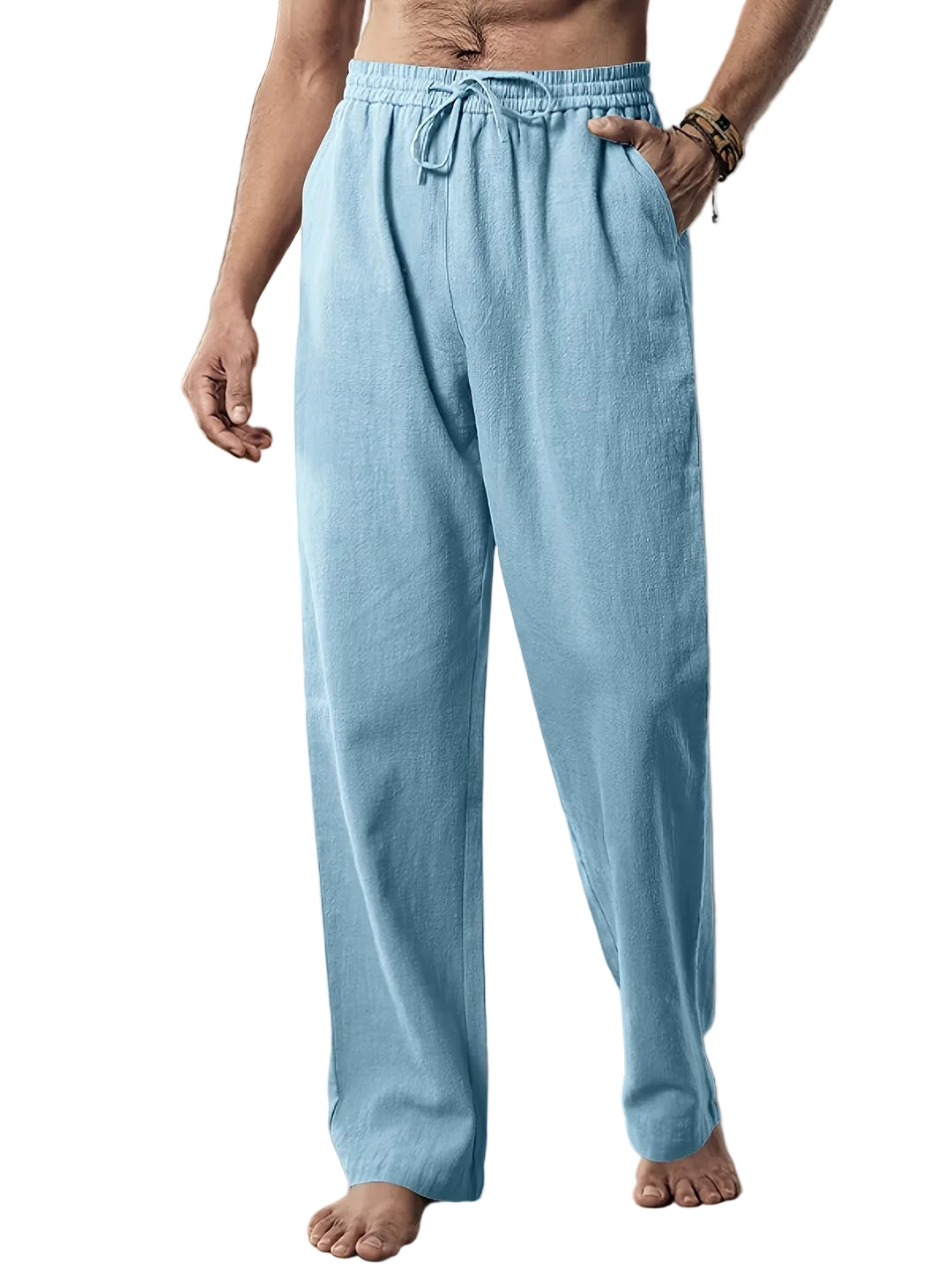 Pantalon Homme Ample avec Cordon de Serrage et Poches Latérales 2