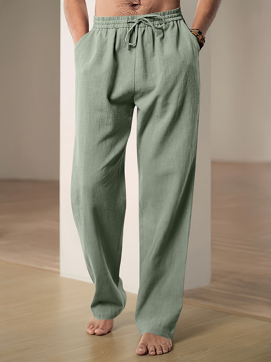 Pantalon Homme Ample avec Cordon de Serrage et Poches Latérales 3