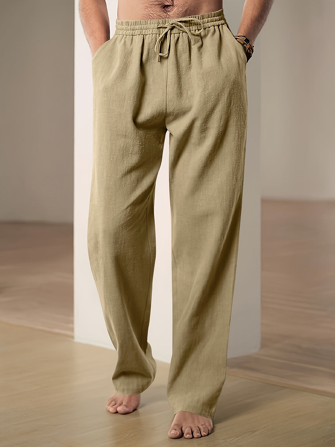 Pantalon Homme Ample avec Cordon de Serrage et Poches Latérales 4