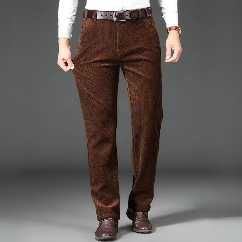 Pantalon Homme Velours Côtelé Doublé Fleece Ajusté 5