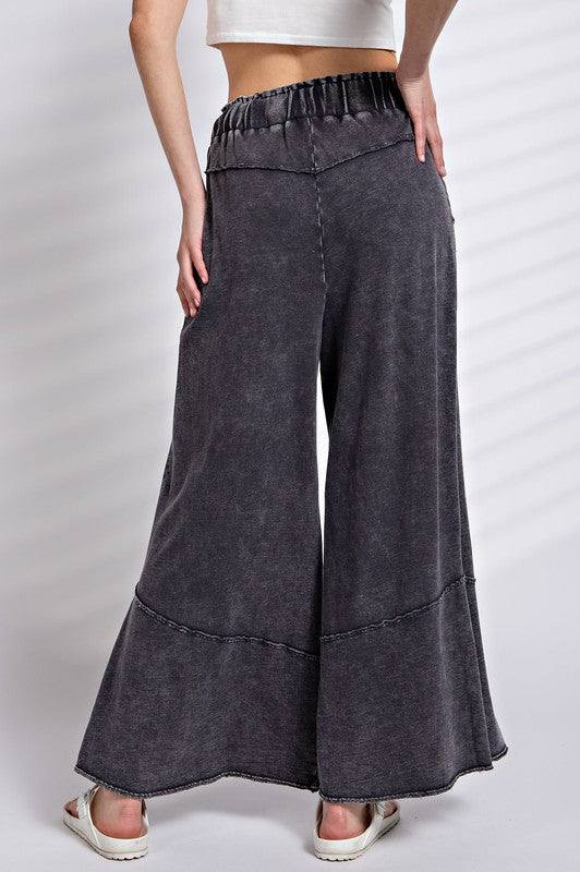 Pantalon Large en Tricot de Terry Lavé Minéral pour Femme 2