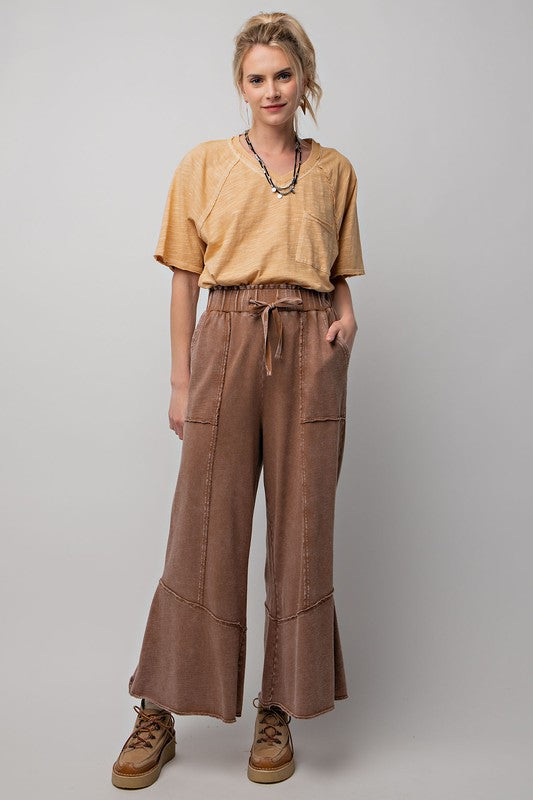 Pantalon Large en Tricot de Terry Minéral pour Femme 1