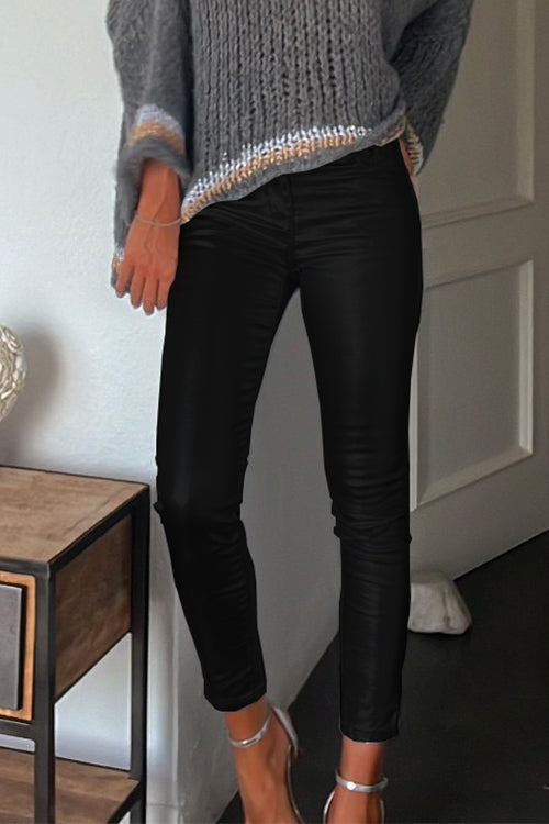 Pantalon Legging Femme en Simili Cuir Coupe Slim 3