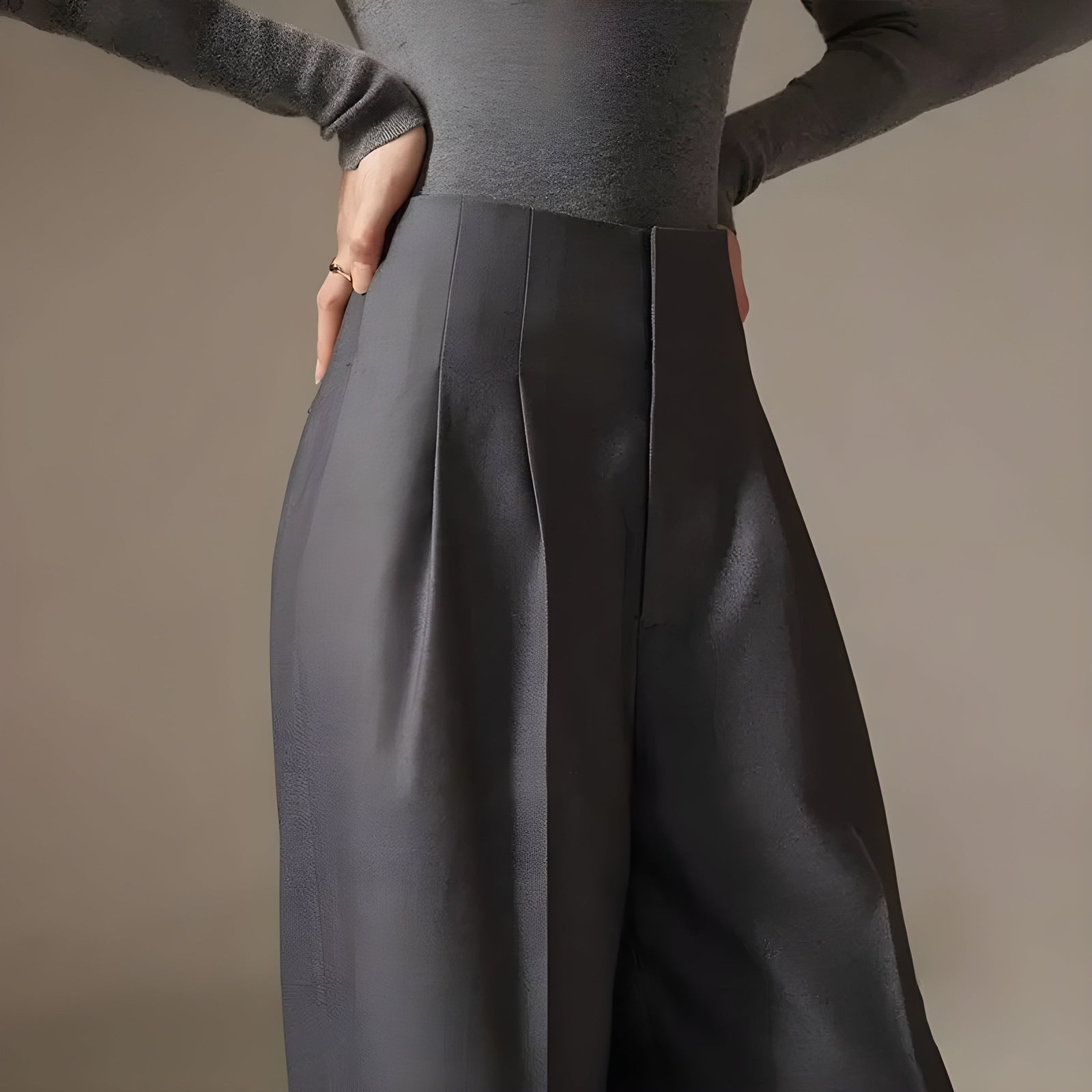 Pantalon Palazzo Plissé Taille Haute 3