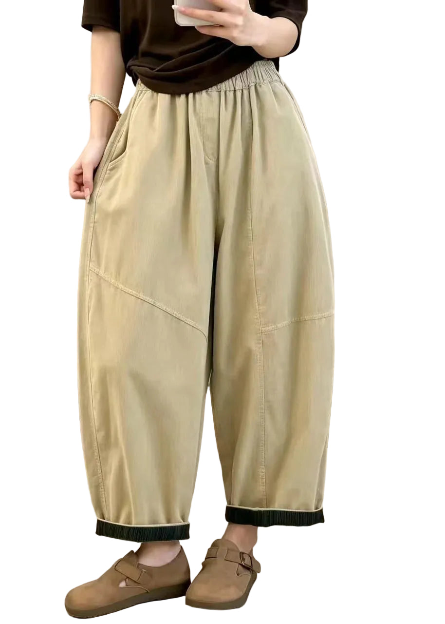 Pantalon court femme décontracté taille haute à poches 0