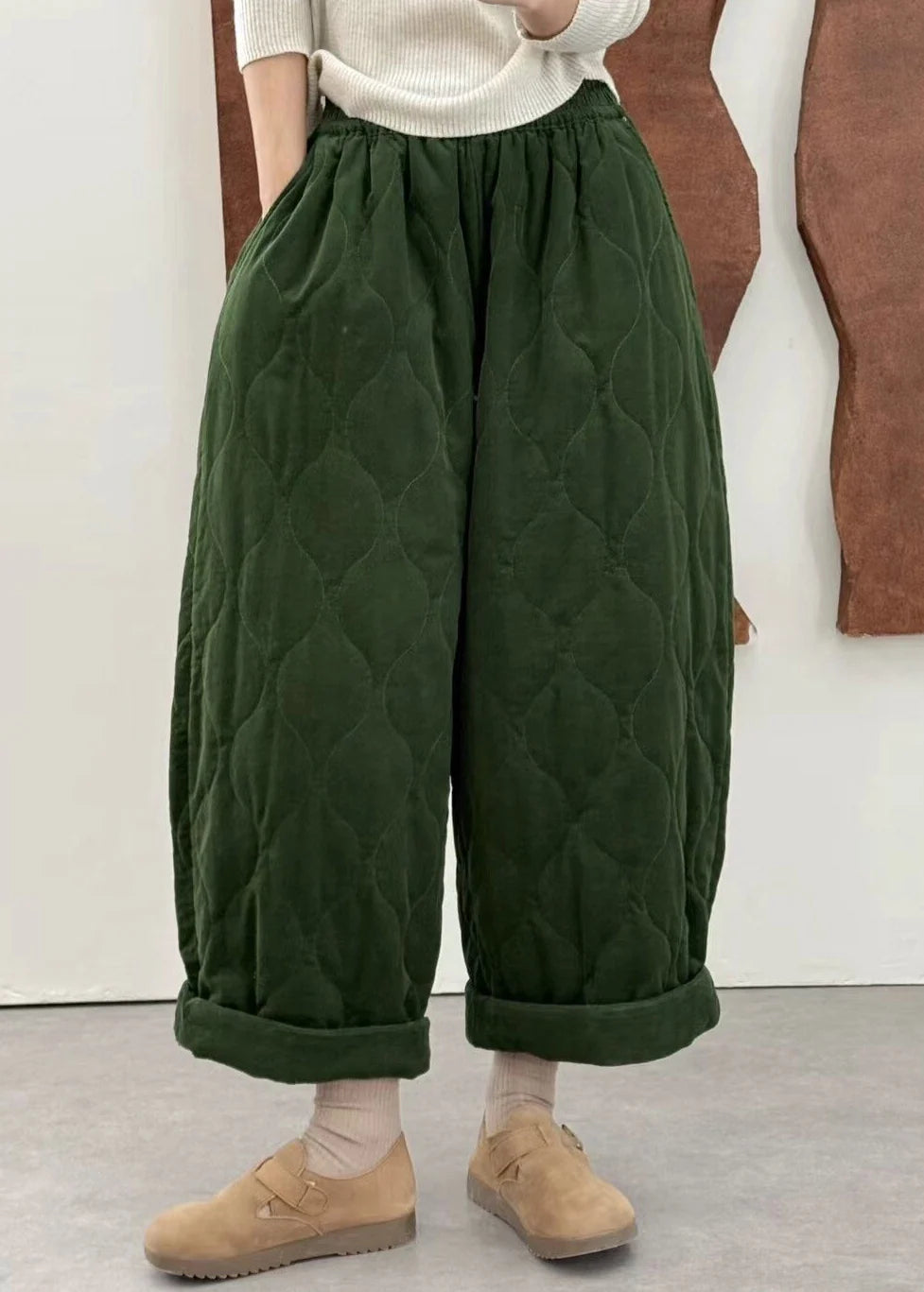 Pantalon d'hiver grande taille avec poches et taille élastique pour femme 2