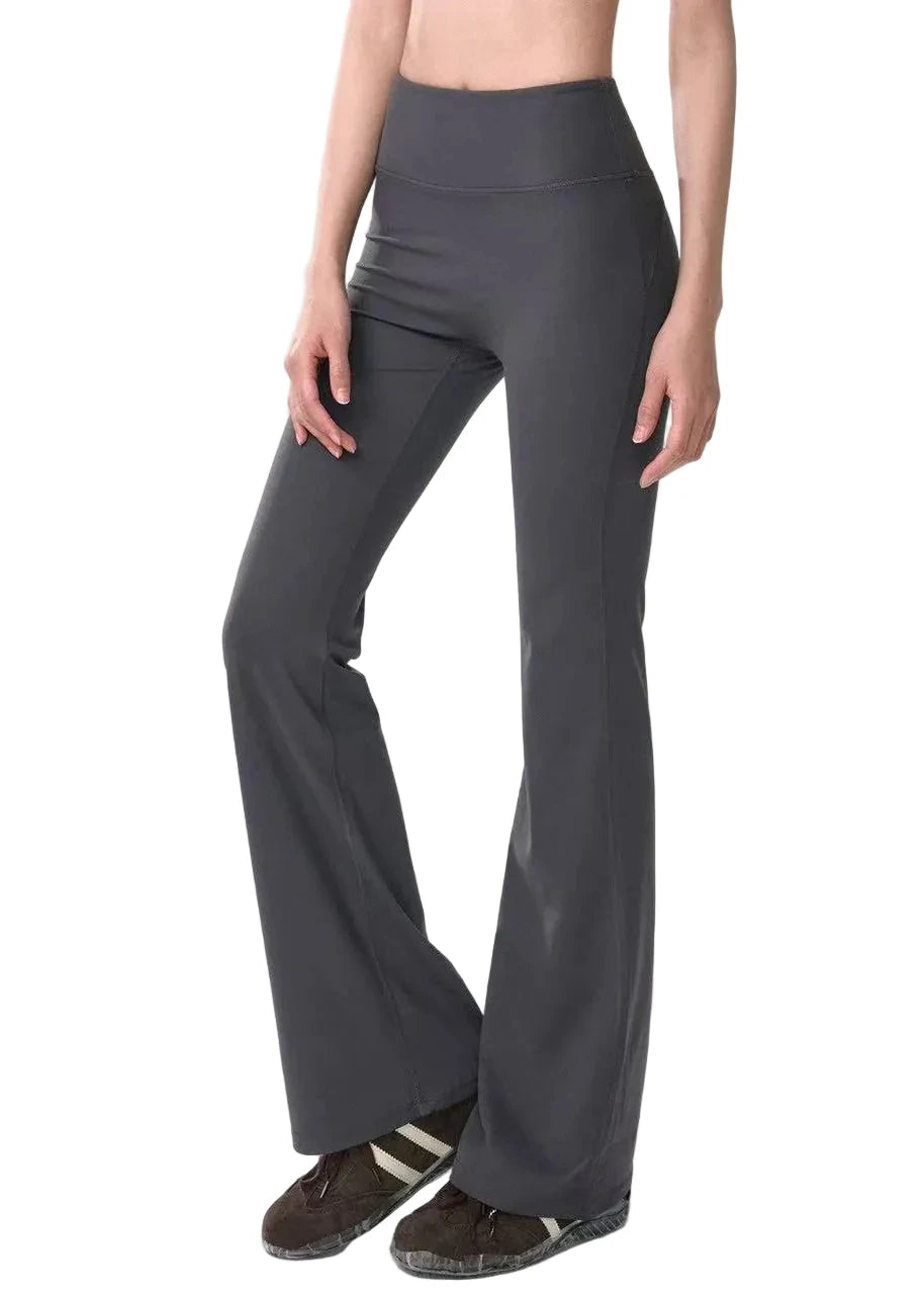 Pantalon de yoga femme taille haute évasé 0