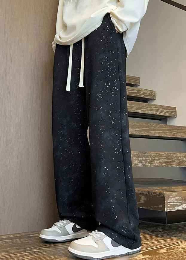 Pantalon homme style tie-dye à sequins noirs automnal 2