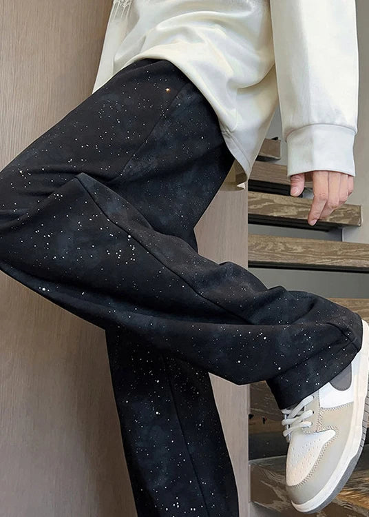 Pantalon homme style tie-dye à sequins noirs automnal 3