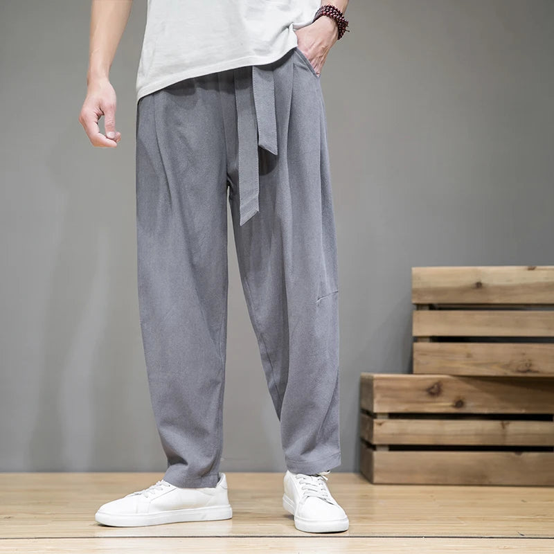 Pantalon pour hommes en lin décontracté 2