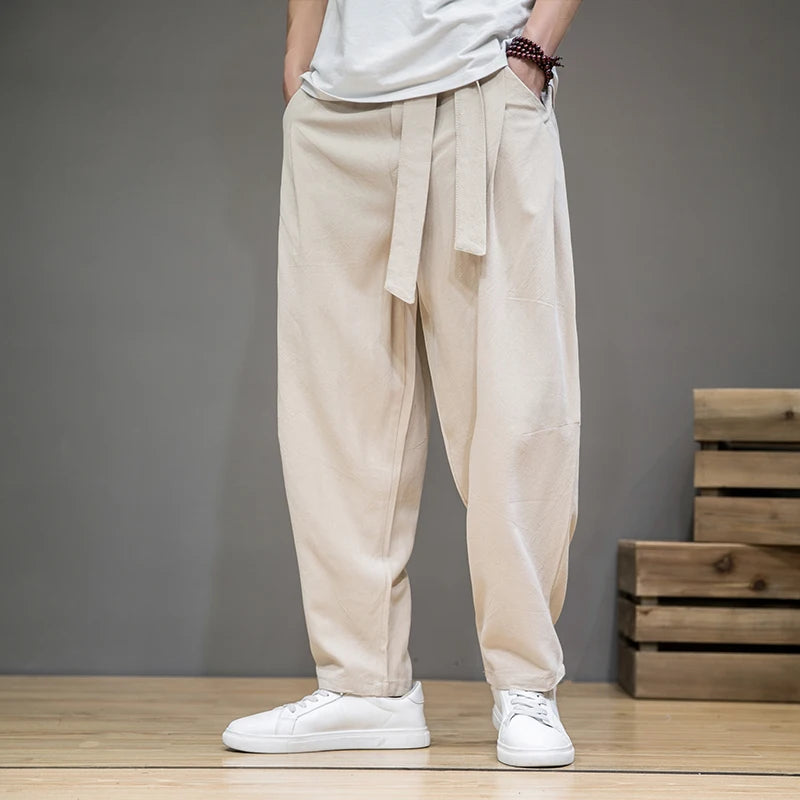 Pantalon pour hommes en lin décontracté 6