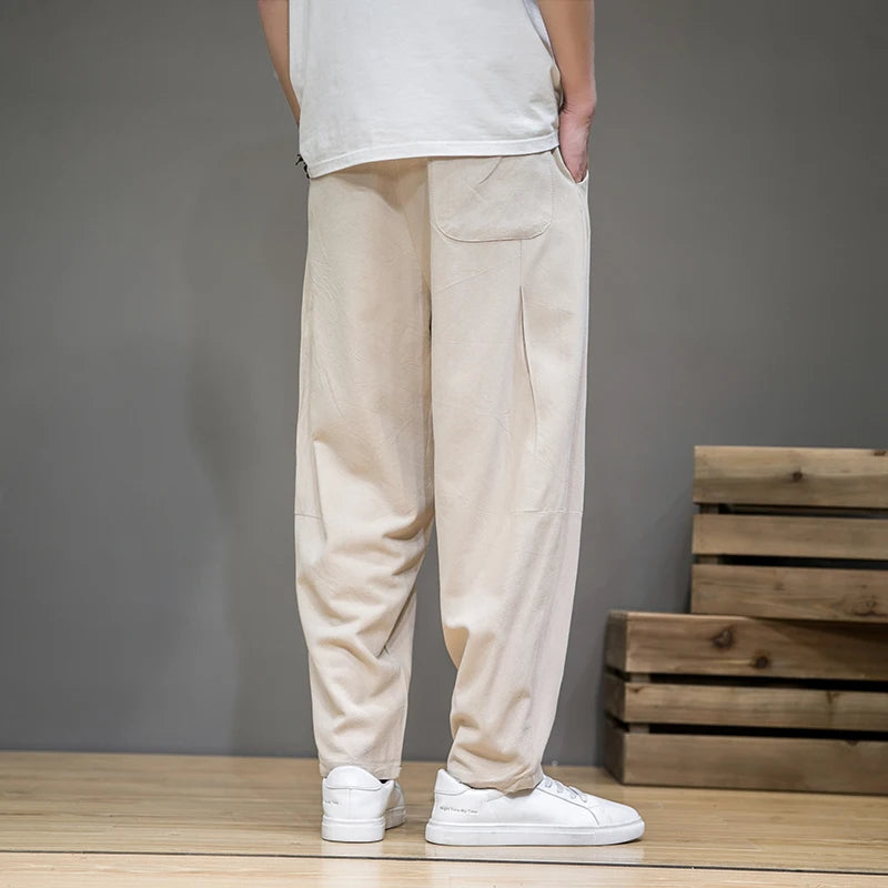 Pantalon pour hommes en lin décontracté 8