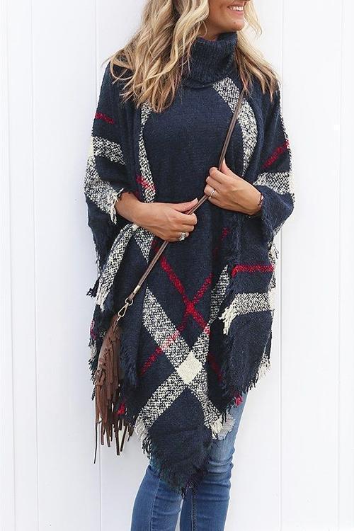Poncho Classique Color Block pour Femme 2