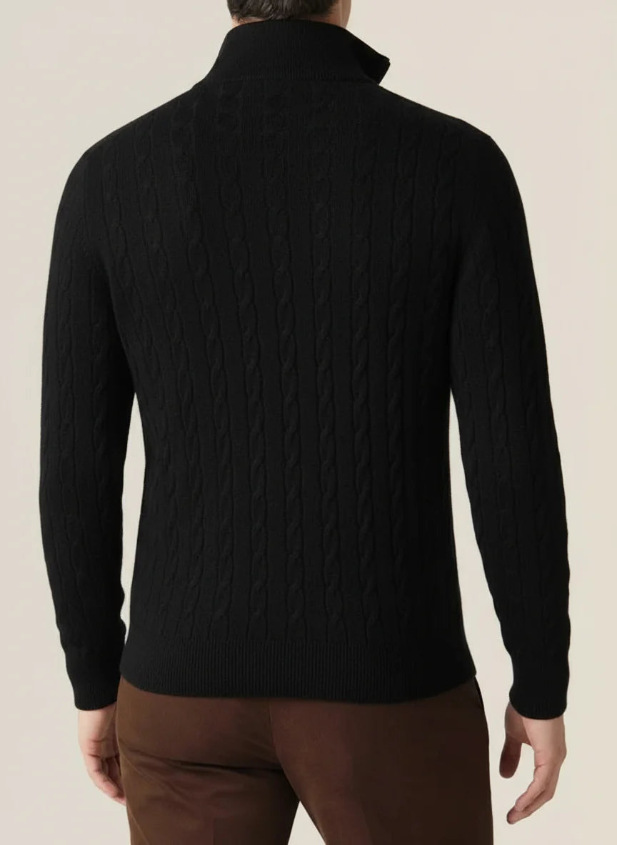 Pull pour hommes à demi-zip en tricot torsadé 1