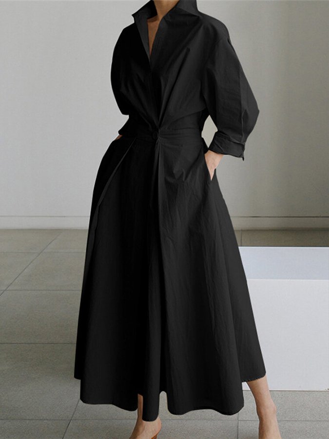 Robe Chemise Femme Chic avec Boutons 3