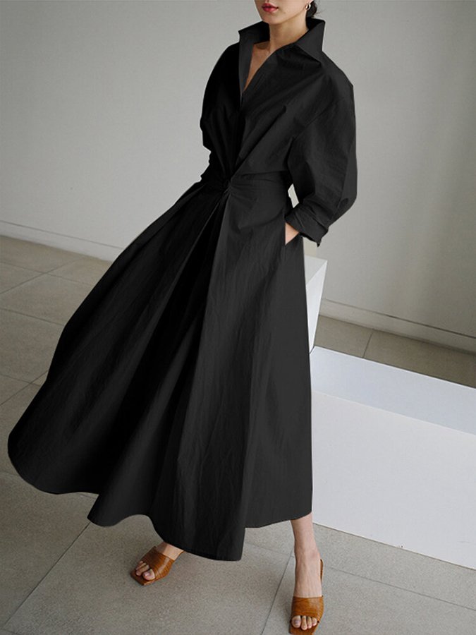 Robe Chemise Femme Chic avec Boutons 4