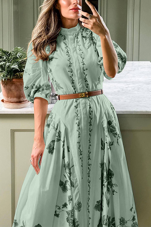 Robe Chemise Mi-Longue Imprimée à Col Montant 4