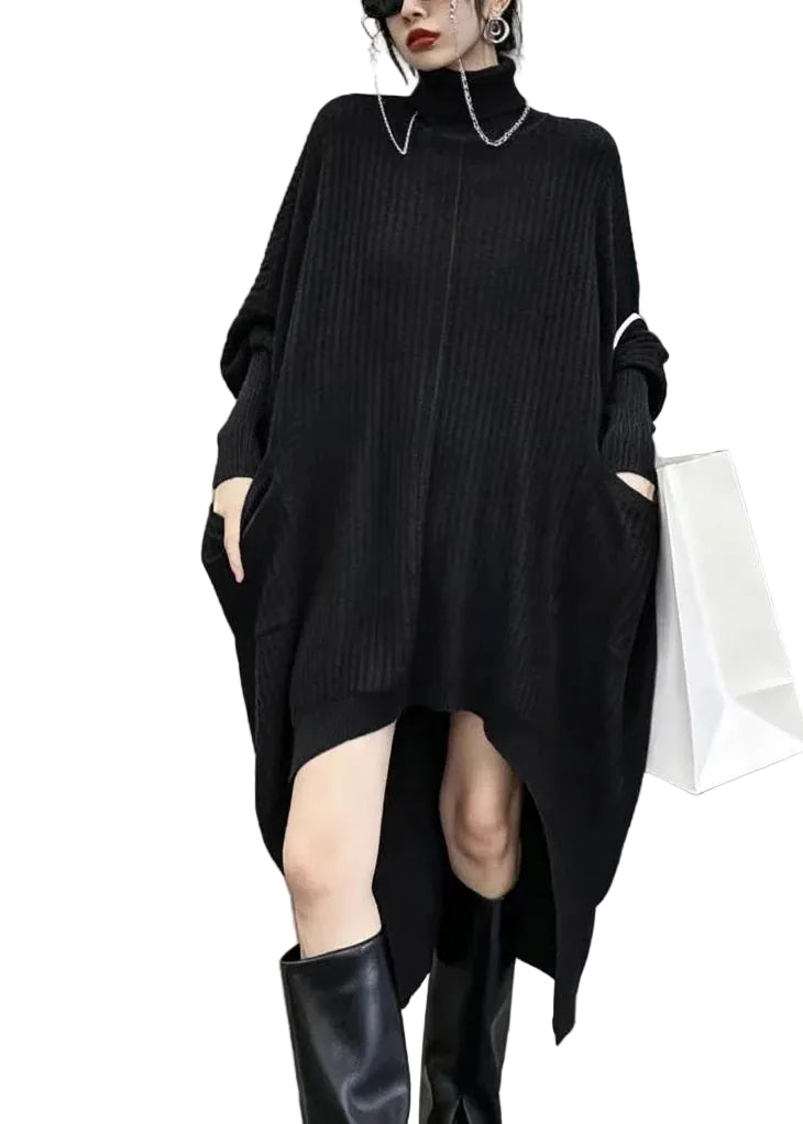Robe Femme Asymétrique Col Roulé Moderne 0
