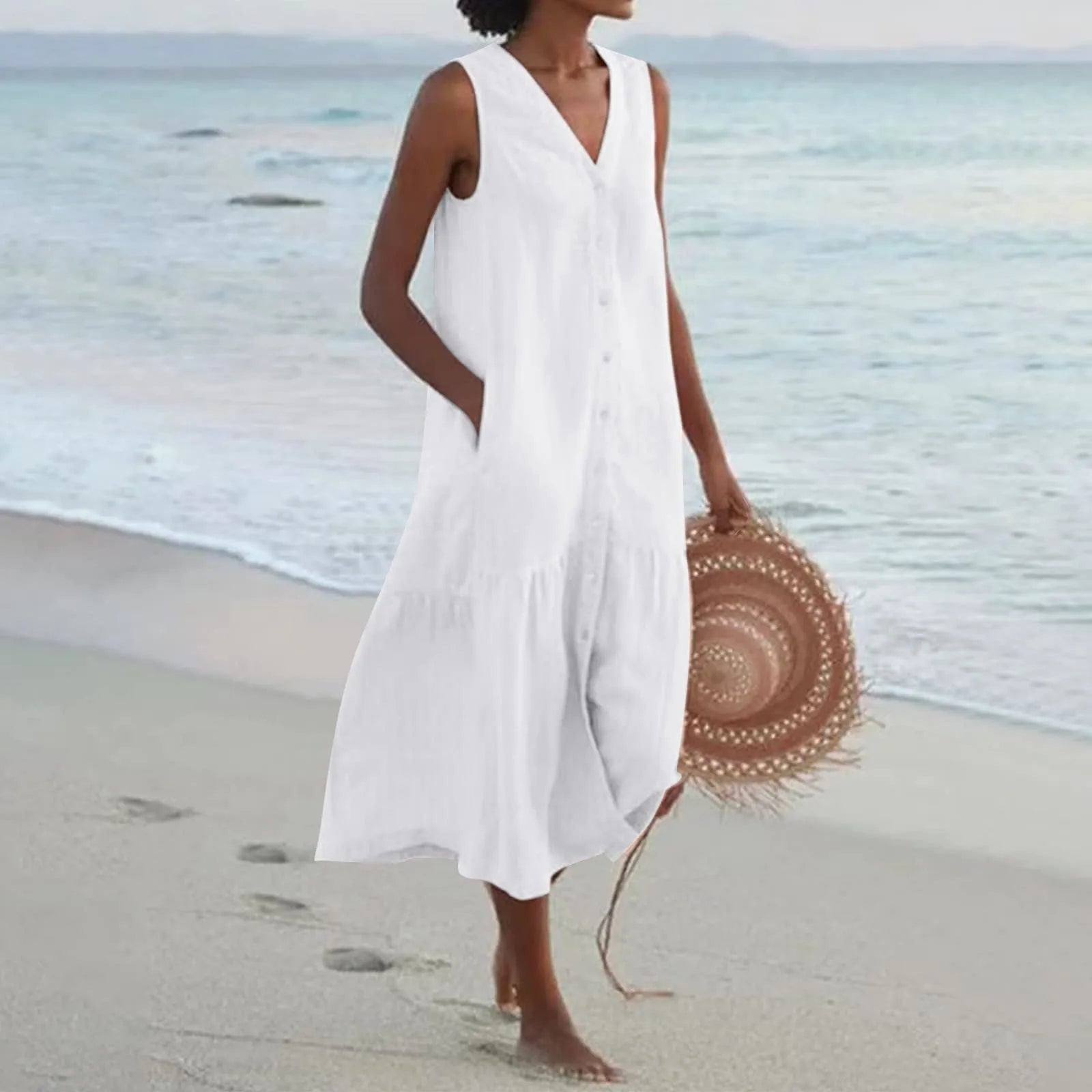 Robe Femme Décolleté en V Élégante 0
