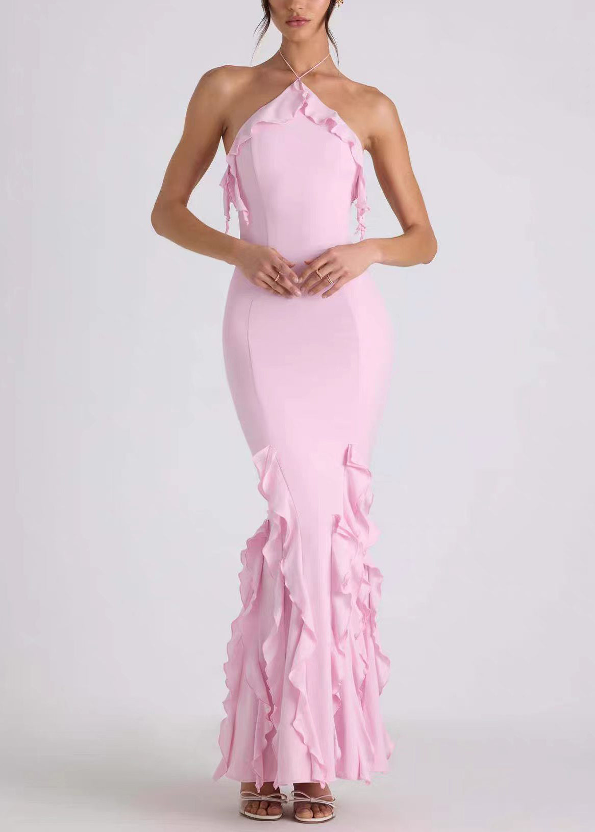 Robe Femme Dos Nu à Volants Estivale Longue 1