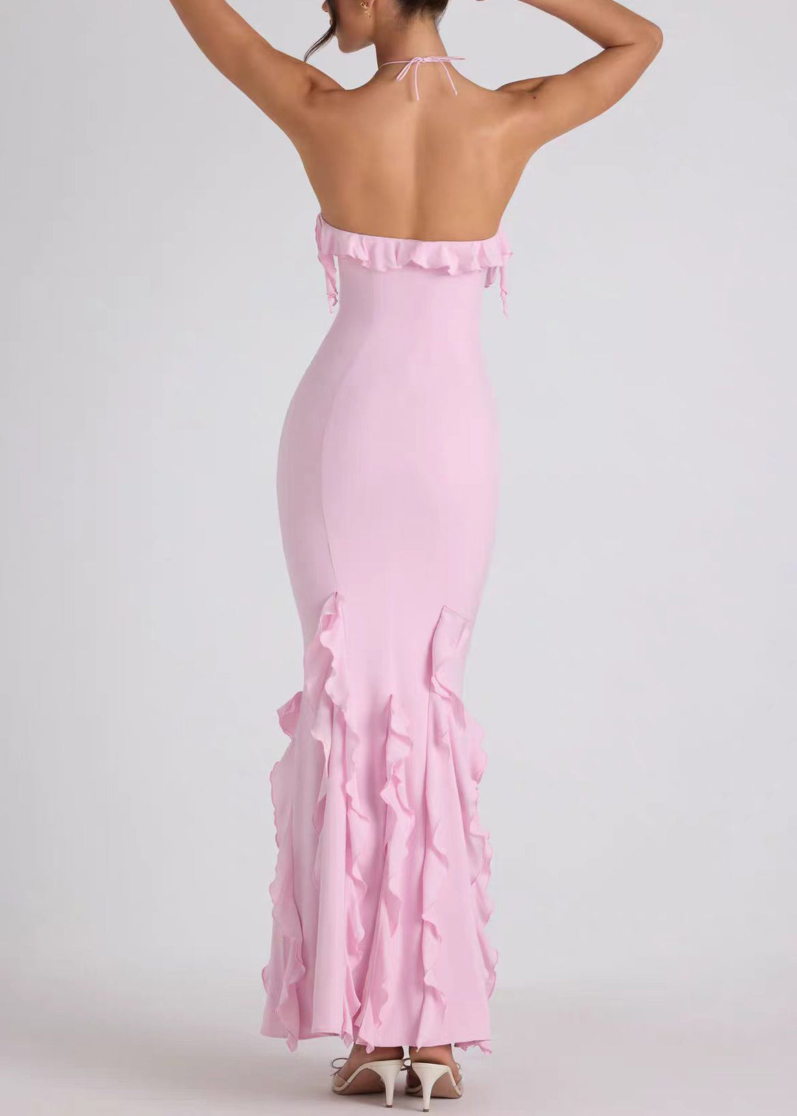 Robe Femme Dos Nu à Volants Estivale Longue 4