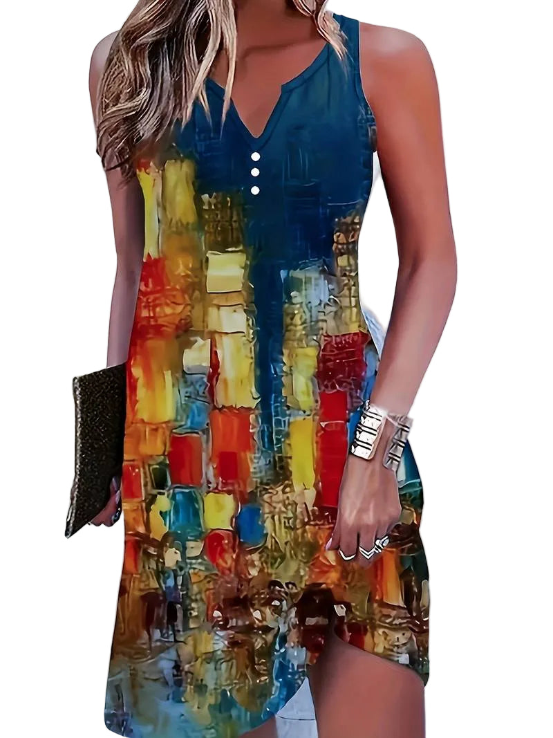 Robe Femme Midi Asymétrique Art Abstrait 0