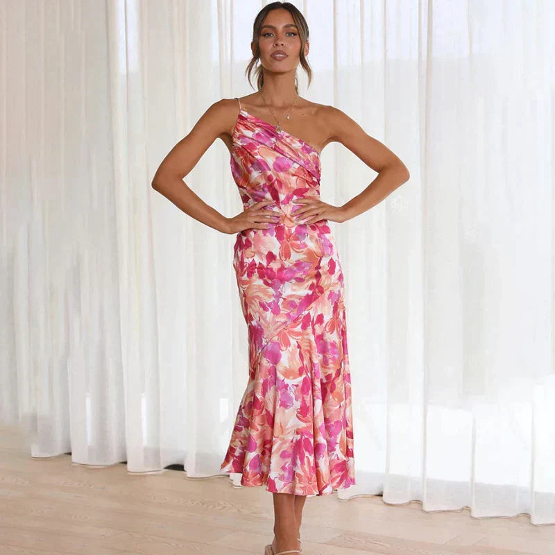 Robe Femme Midi Asymétrique Fleurie 3