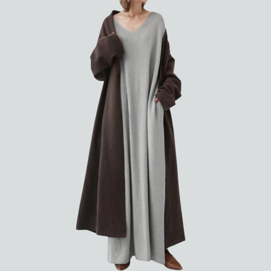 Robe Longue Décontractée à Col en V pour Femmes 3