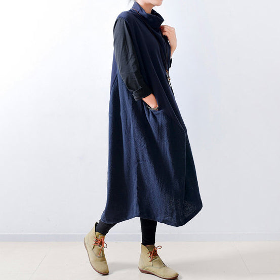 Robe Longue Femme Caftan Oversize à Manches Longues avec Fermeture Éclair 2