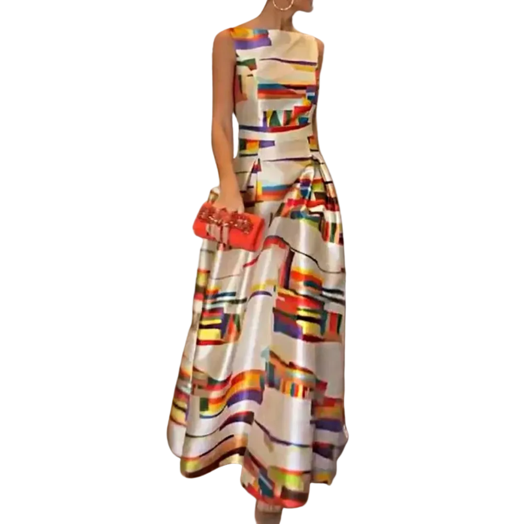 Robe Longue Femme Imprimé Géométrique Chic 0