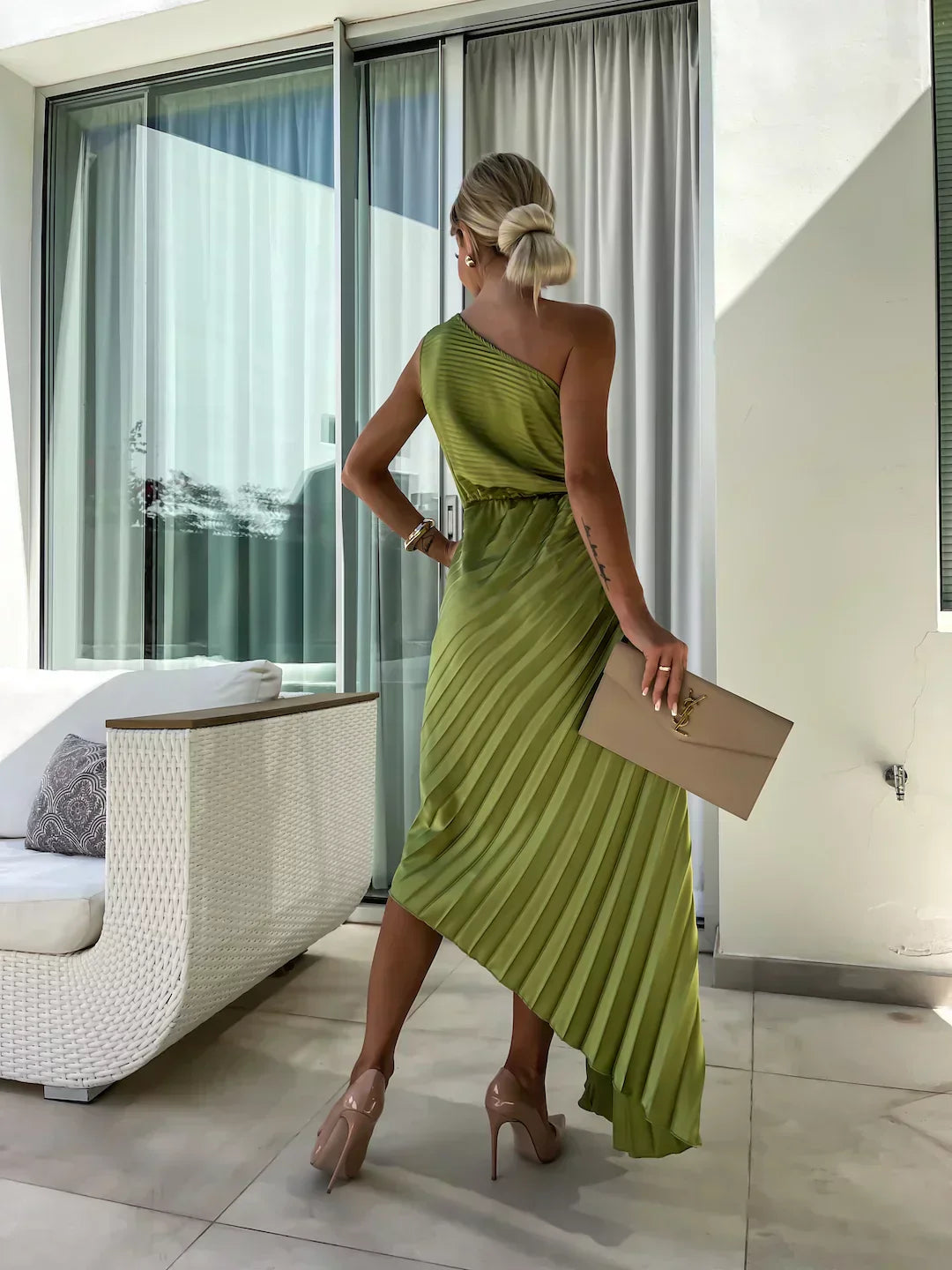 Robe Longue Femme Plissée Asymétrique Maxi 3