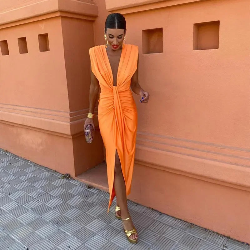 Robe Longue Femme Plissée Élégante pour Soirée ou Été 0