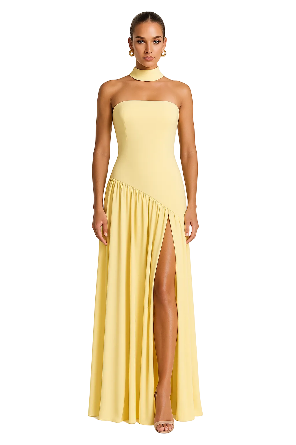 Robe Longue Fendue Sans Bretelles pour Femmes 0