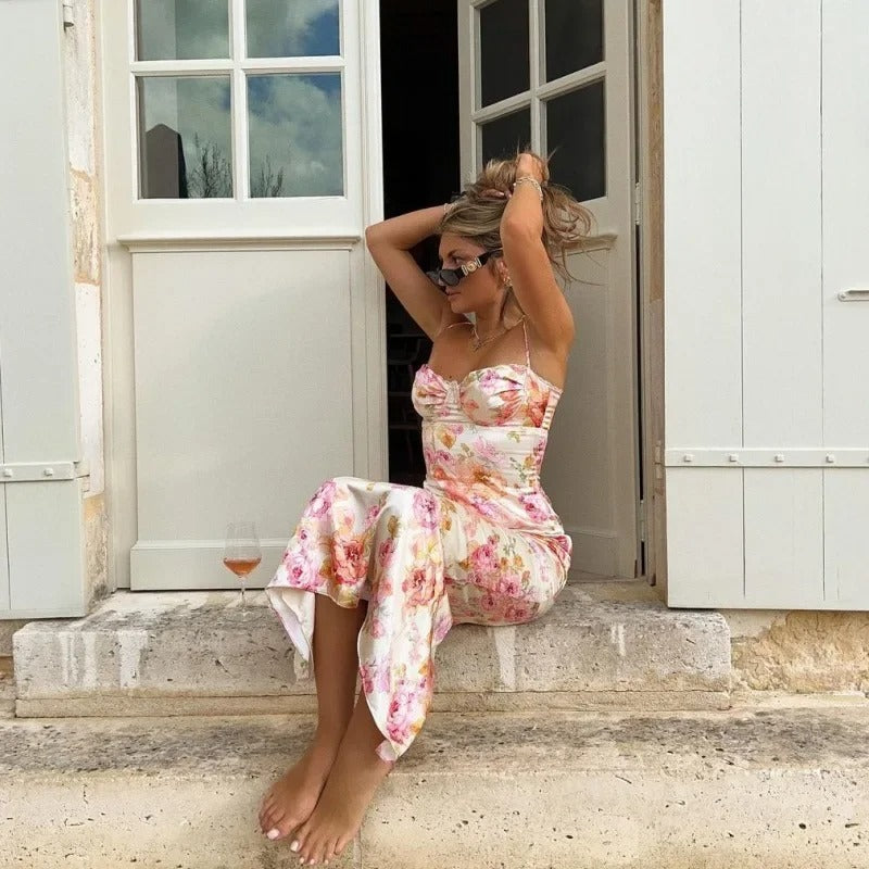 Robe Longue Fleurie avec Détails en Dentelle 3