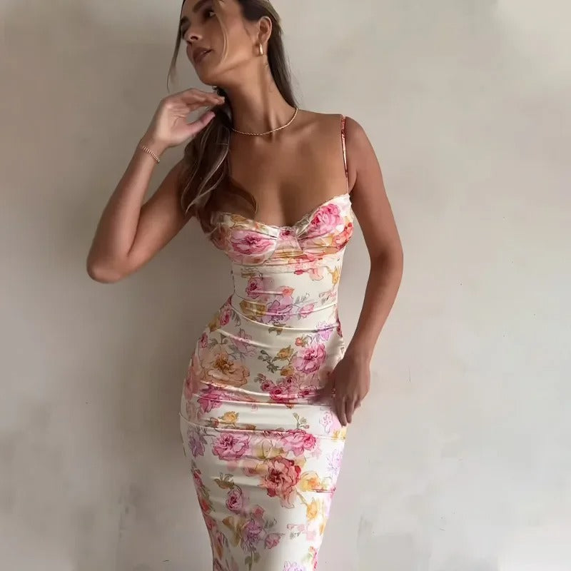 Robe Longue Fleurie avec Détails en Dentelle 4