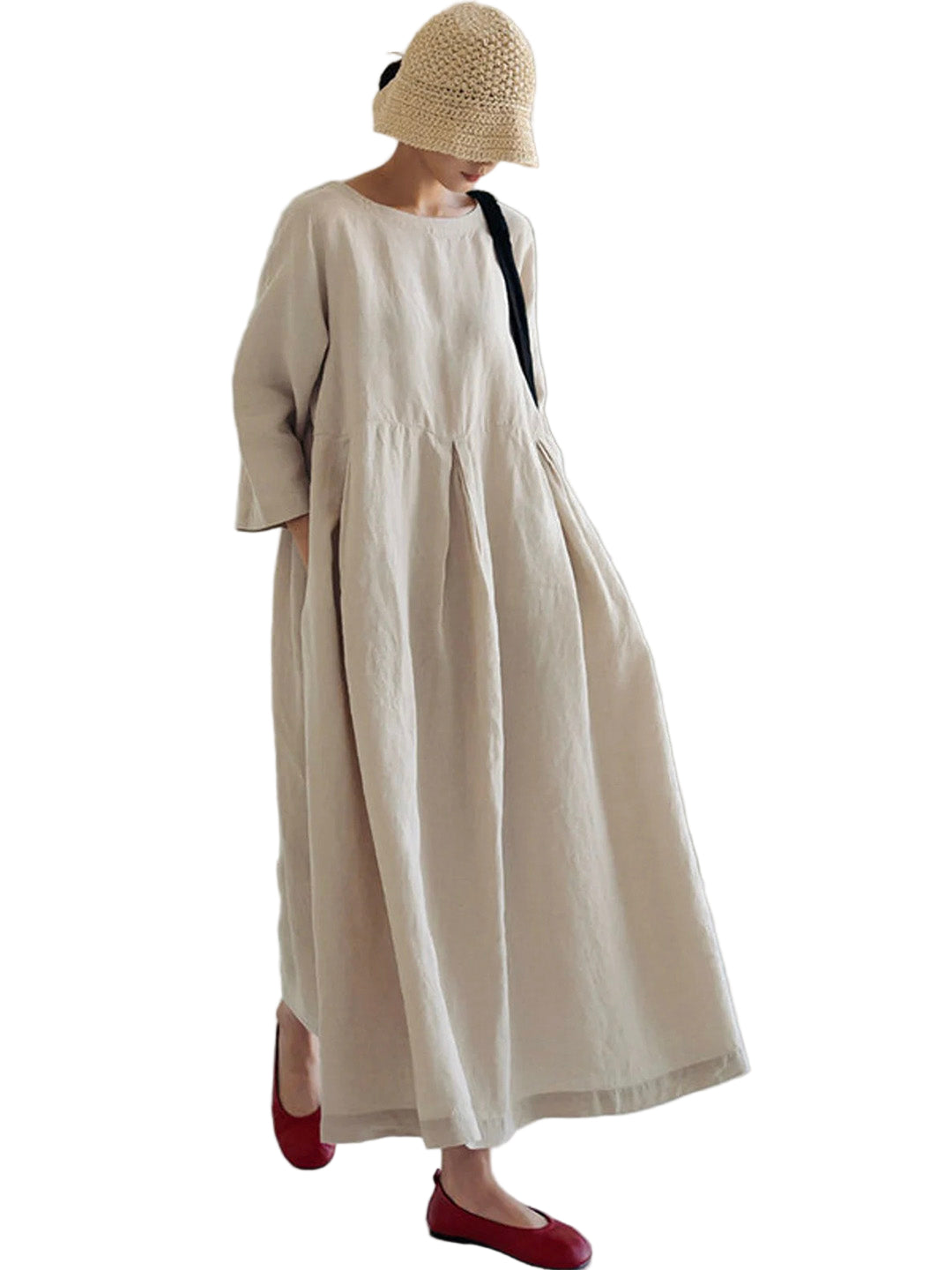 Robe Maxi Femme à Poches Latérales 0