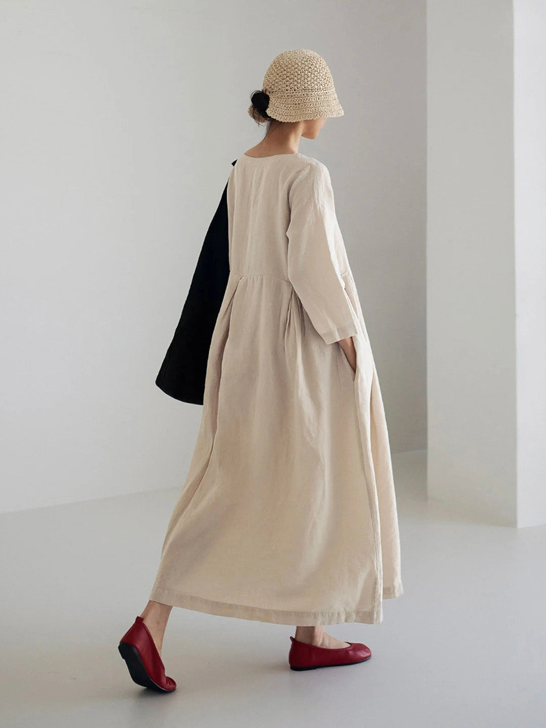 Robe Maxi Femme à Poches Latérales 4