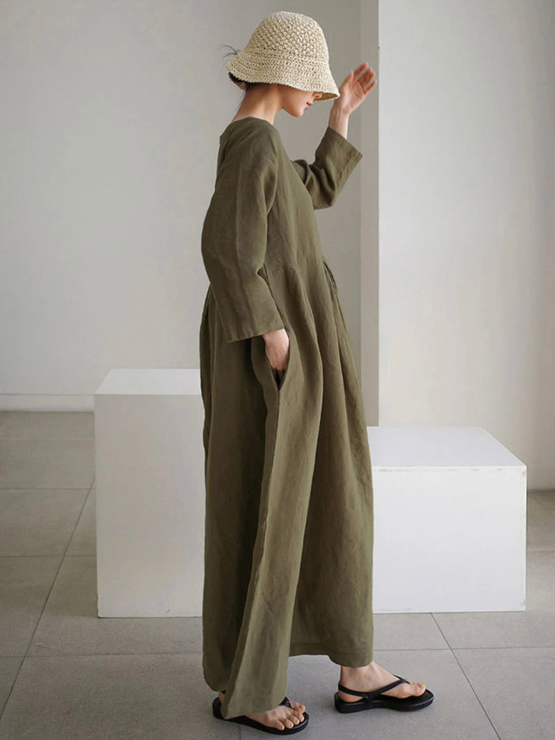 Robe Maxi Femme à Poches Latérales 6