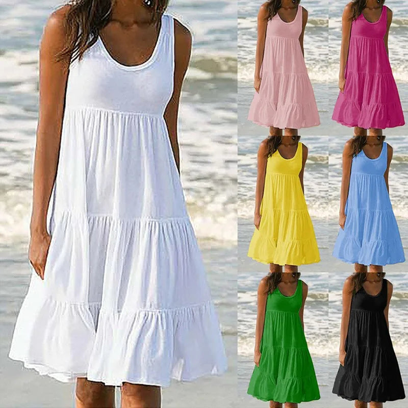 Robe Mi-Longue à Bretelles pour Femmes Chic 0