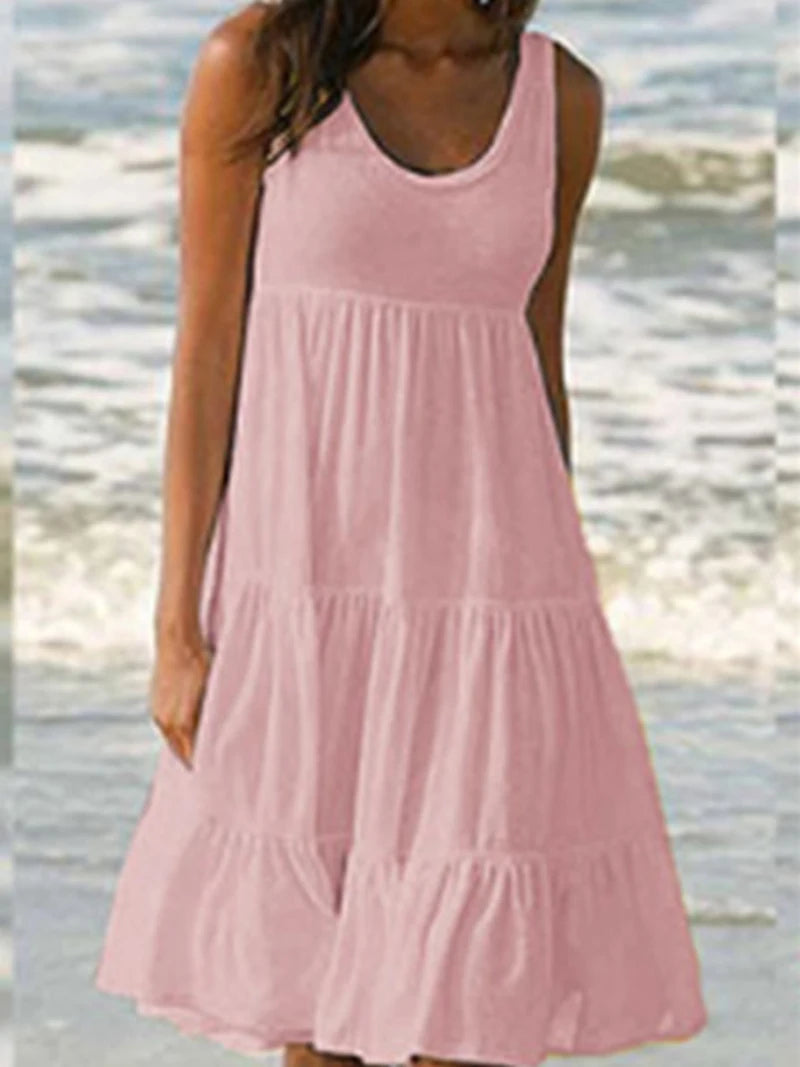 Robe Mi-Longue à Bretelles pour Femmes Chic 12