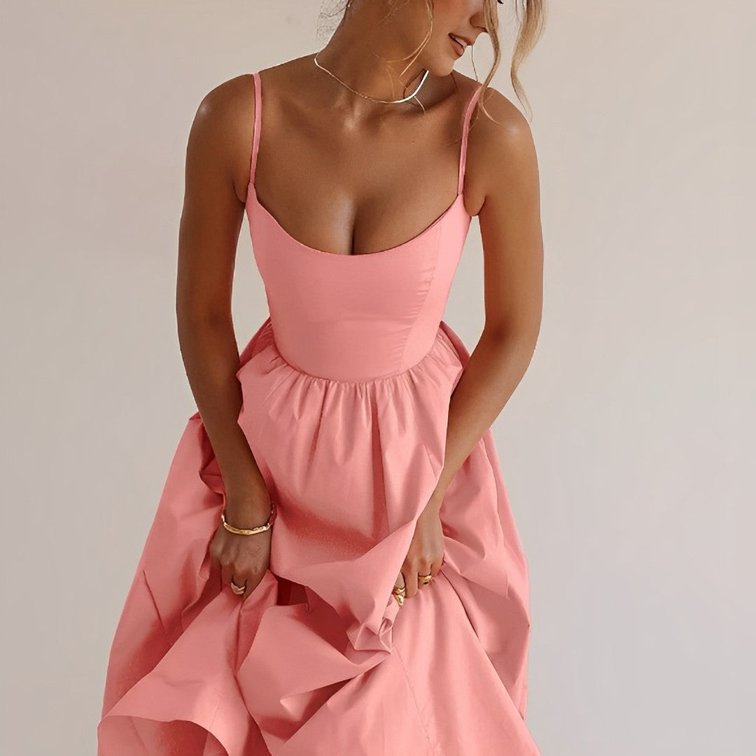 Robe Midi Femme Trapèze Sans Manches Élégante 4