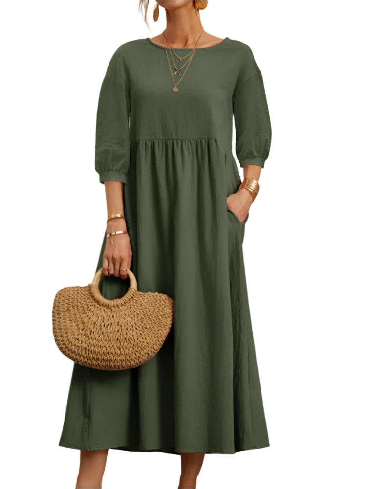 Robe Midi à Manches Lanternes pour Femmes 0
