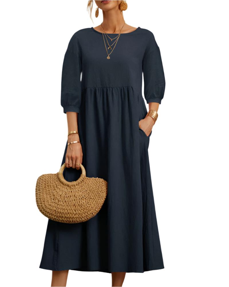 Robe Midi à Manches Lanternes pour Femmes 5