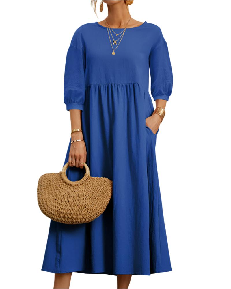 Robe Midi à Manches Lanternes pour Femmes 8