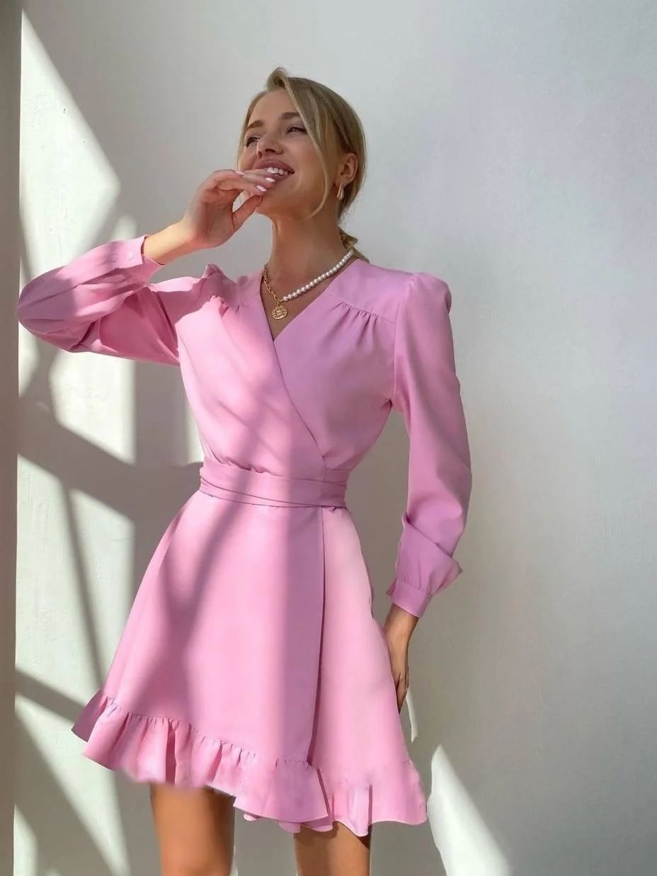 Robe Mini à Manches Longues Chic 5
