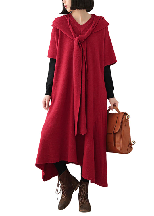 Robe Pull Femme Col en V Ample Moderne 0