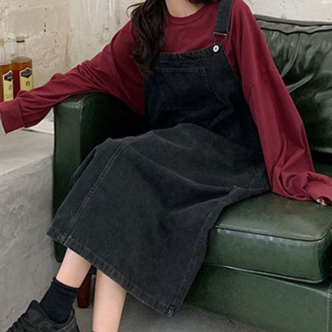 Robe Salopette Décontractée Style Rétro avec Détails Patchwork 7