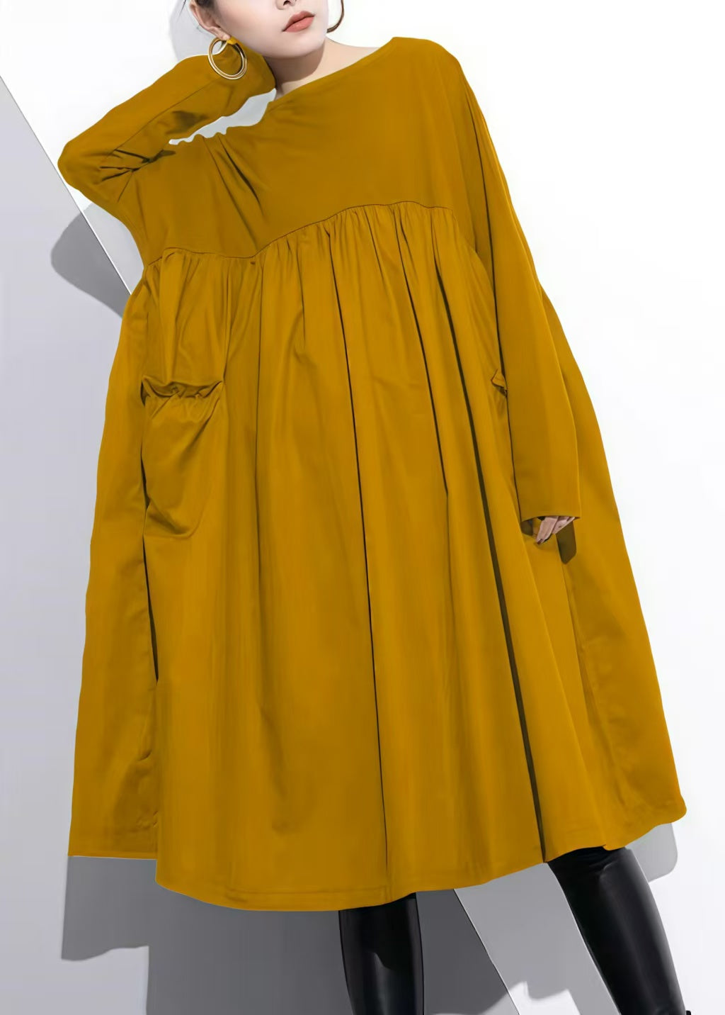 Robe Tunique Femme en Coton Moderne avec Détails Patchwork 2
