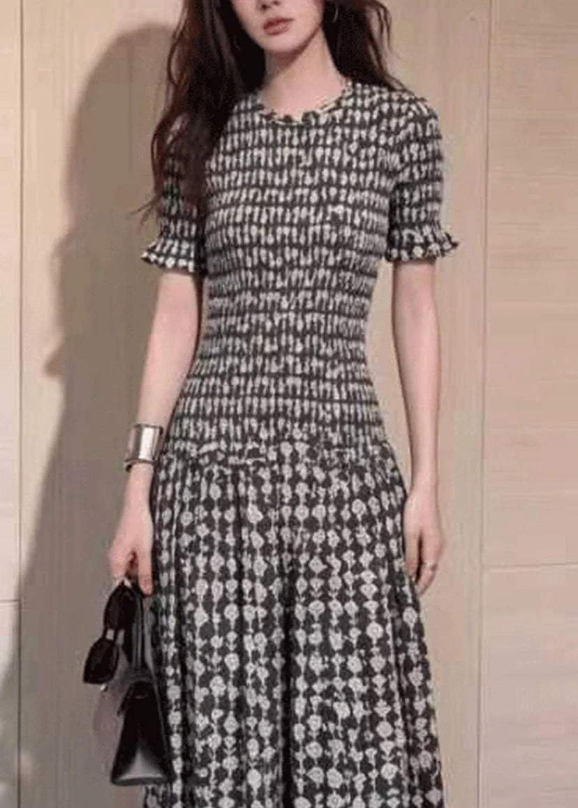 Robe longue femme à carreaux coupe ajustée 4